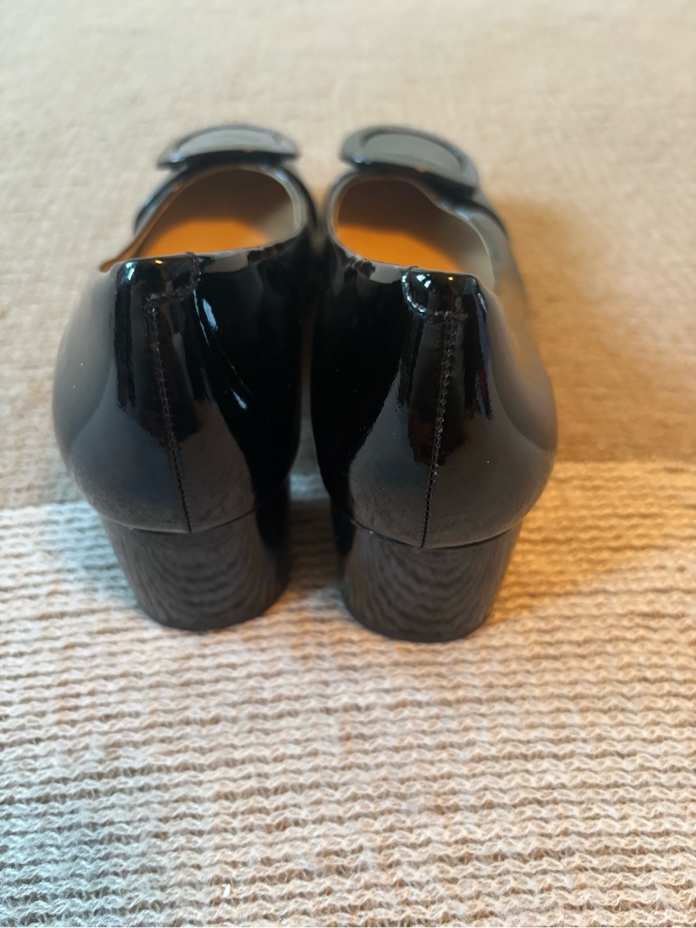 MICHAEL Michael Kors Black Patent Leather Round-Toe Heels with Buckle Accent - Picture 2 of 8